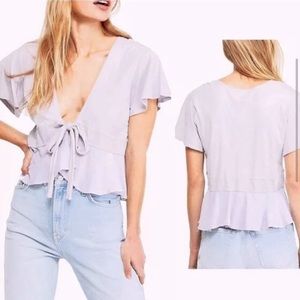 Free People Knot Me Tee in Lilac - Large